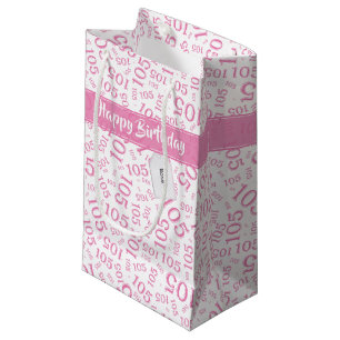 Bolsa De Regalo Pequeña Feliz 105º Nacimiento Patrón de números rosa y bla