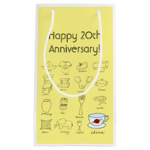 Bolsa De Regalo Pequeña Feliz 20° aniversario de Boda por tu regalo