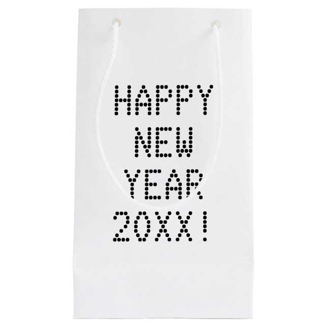 Bolsa De Regalo Pequeña Feliz Año Nuevo texto blanco negro personalizado m (Anverso)