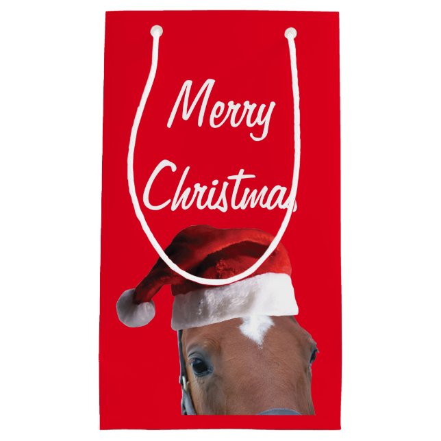 Bolsa De Regalo Pequeña Feliz caballo navideño (Anverso)