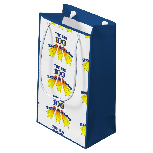 Bolsa De Regalo Pequeña Feliz cumpleaños 100 (Angulo reverso)
