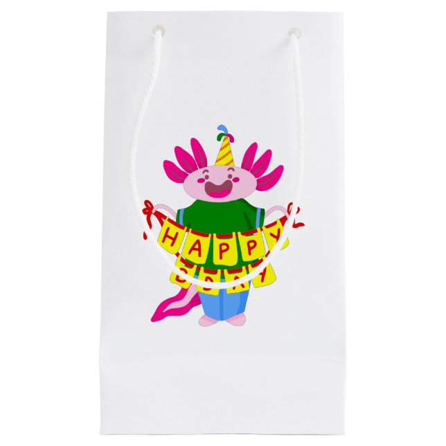 Bolsa De Regalo Pequeña feliz cumpleaños Axolotl (Anverso)