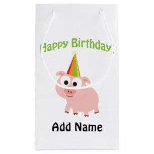 Bolsa De Regalo Pequeña ¡Feliz cumpleaños! Cerdo lindo