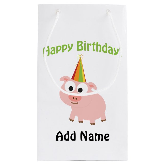 Bolsa De Regalo Pequeña ¡Feliz cumpleaños! Cerdo lindo (Reverso)