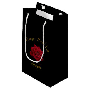 Bolsa De Regalo Pequeña Feliz cumpleaños elegante del rosa rojo
