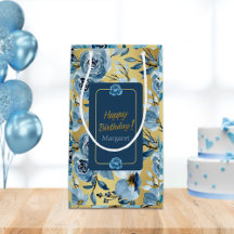Feliz cumpleaños elegante Rosa azul Personalizar f