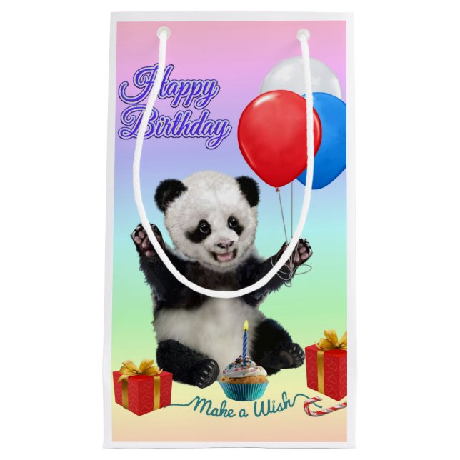 BOLSA DE REGALO PEQUEÑA FELIZ CUMPLEAÑOS PANDA (Anverso)