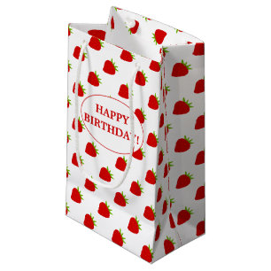 Bolsa De Regalo Pequeña ¡Feliz cumpleaños! Patrón de fresa cruda