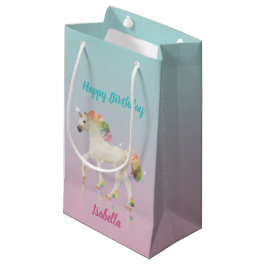 Bolsa De Regalo Pequeña Feliz cumpleaños Rainbow Unicorn Nombre pequeña bo