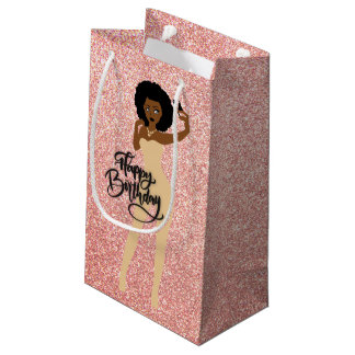 Bolsa De Regalo Pequeña ¡Feliz cumpleaños! Rosa afroamericano de regalo de