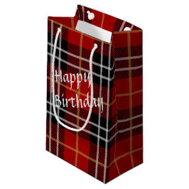 Bolsa De Regalo Pequeña Feliz cumpleaños Tartan Plaid
