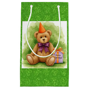 Bolsa De Regalo Pequeña ¡Feliz cumpleaños!, Teddy con un regalo, de Natash