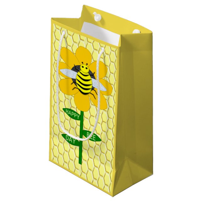 Bolsa De Regalo Pequeña Feliz Día de las Abejas Cumpleaños Bumblebee (Angulo Anverso)