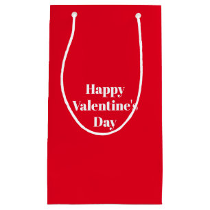 Bolsa De Regalo Pequeña Feliz Día de San Valentín, blanco rojo lindo