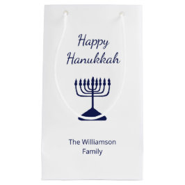 Bolsa De Regalo Pequeña Feliz feriado de Hanukkah Blue Menorah