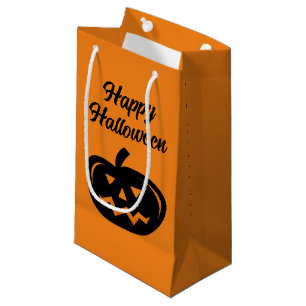 Bolsa De Regalo Pequeña Feliz Halloween negro y naranja jack a una lintern