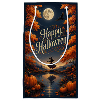Bolsa De Regalo Pequeña Feliz Halloween Otoño Encantado Calabaza