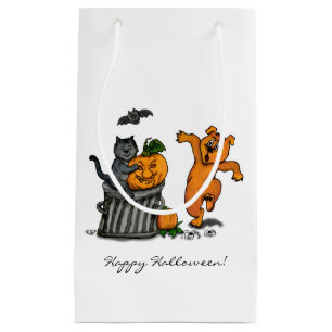 Bolsa De Regalo Pequeña ¡Feliz Halloween! Perro de gato y araña