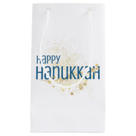 Bolsa De Regalo Pequeña Feliz Hanukkah (con oliage de oro)