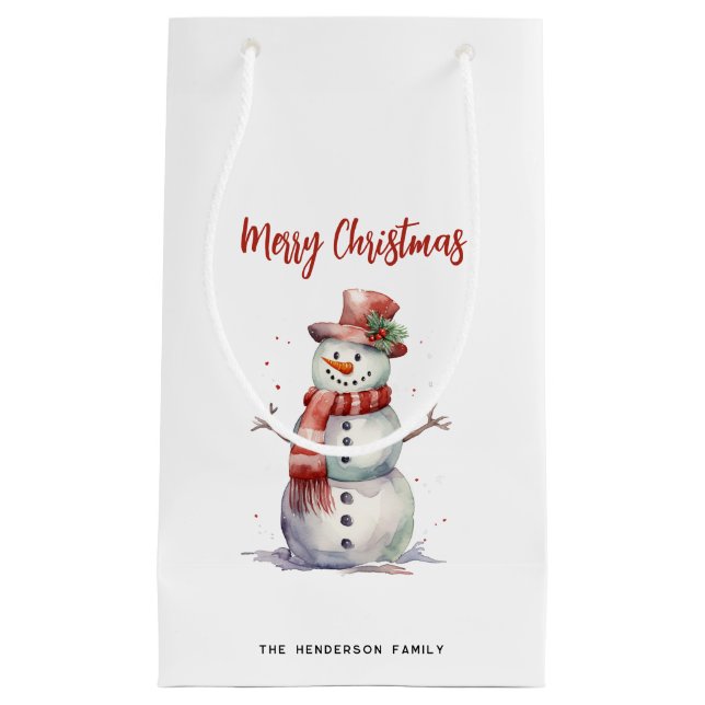 Bolsa De Regalo Pequeña Feliz hombre de nieve Feliz Personalizado navideño (Anverso)