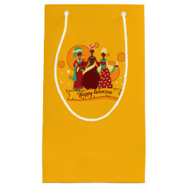 Bolsa De Regalo Pequeña Feliz Kwanzaa 3 Damas de Amarillo