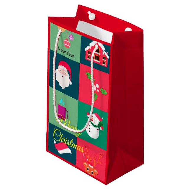 Bolsa De Regalo Pequeña Feliz Navidad (Angulo Anverso)