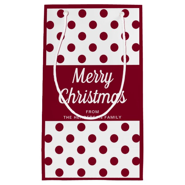 Bolsa De Regalo Pequeña Feliz Navidad en letra script borgoña moderna (Anverso)