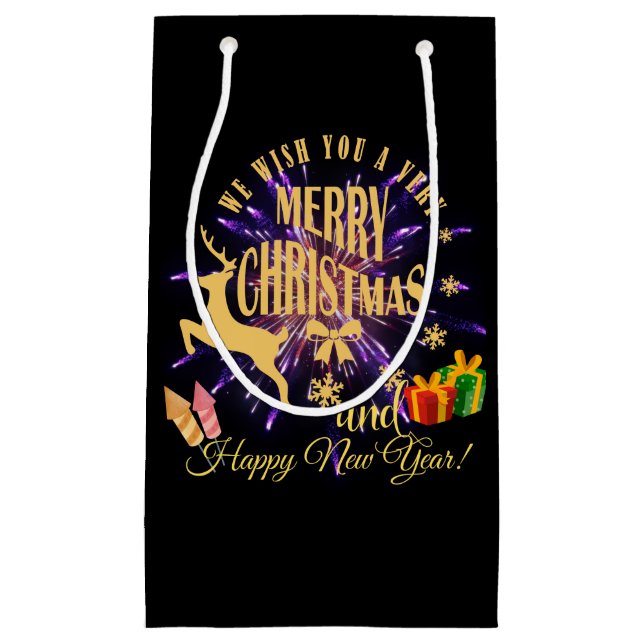 Bolsa De Regalo Pequeña Feliz Navidad Feliz Año Nuevo (Anverso)