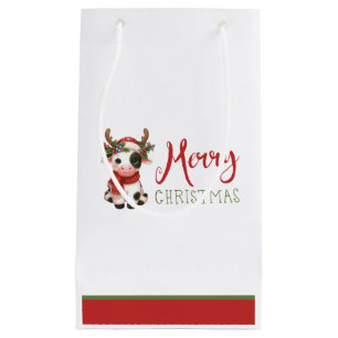 Bolsa De Regalo Pequeña Feliz Navidad linda vaca