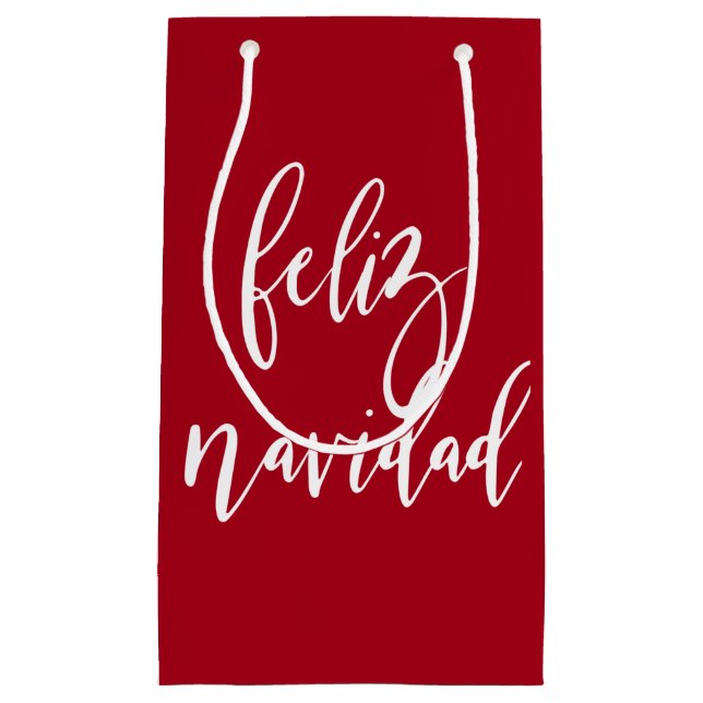 Bolsa De Regalo Pequeña Feliz Navidad Navidades rojos y blancos (Anverso)