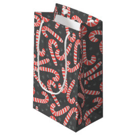 Bolsa De Regalo Pequeña Feliz Navidad Peppermint Candy Canes Snowflakes