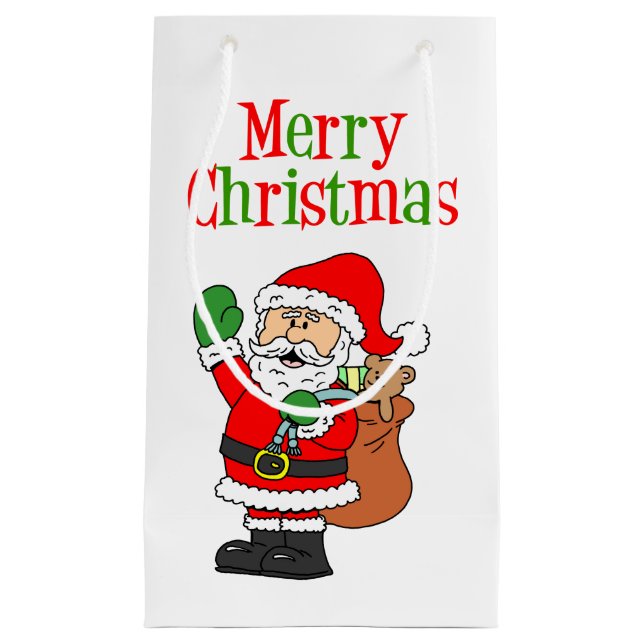 Bolsa De Regalo Pequeña Feliz Navidad Personalizado Santa (Anverso)