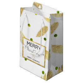 Bolsa De Regalo Pequeña Feliz Navidad Purpurina de oro Script Pequeña bols