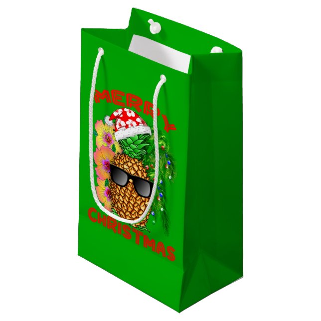 Bolsa De Regalo Pequeña Feliz Navidad Santa Piña (Angulo Anverso)