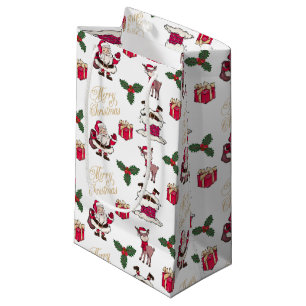 Bolsa De Regalo Pequeña Feliz Navidad Santa Regalos de renos Holly