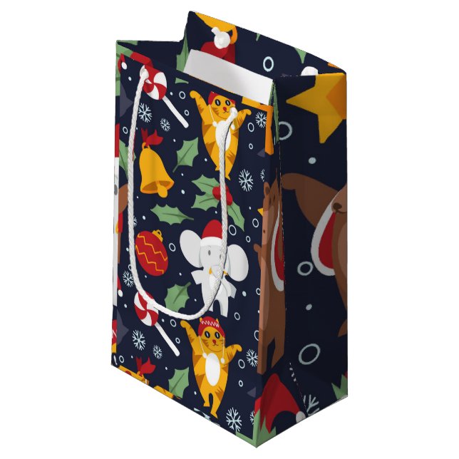 Bolsa De Regalo Pequeña Feliz patrón de Navidades divertidos (Angulo Anverso)