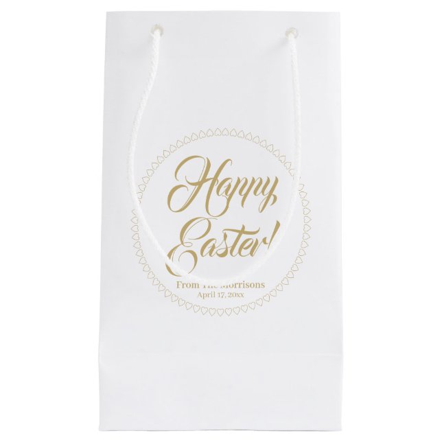 Bolsa De Regalo Pequeña Feliz personalizado de oro de Pascua escritura de  (Anverso)