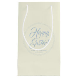 Bolsa De Regalo Pequeña Feliz personalizado de Pascua, guión azul crema li