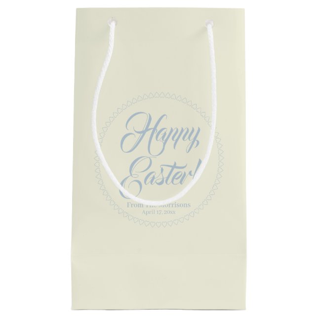 Bolsa De Regalo Pequeña Feliz personalizado de Pascua, guión azul crema li (Anverso)