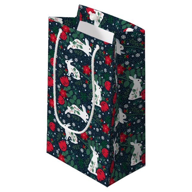 Bolsa De Regalo Pequeña Festividad de Navidades de conejo folclórico (Angulo Anverso)