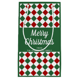 Bolsa De Regalo Pequeña Festividad Patrón Verde Y Rojo Feliz Navidad