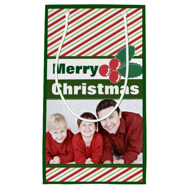 Bolsa De Regalo Pequeña Festividades retro y foto Personalizado holly (Anverso)