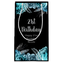 Fiesta de Cumpleaños de Flor Azul Teal y Plata Ele