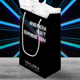 Bolsa De Regalo Pequeña Fiesta de cumpleaños neón de etiqueta láser