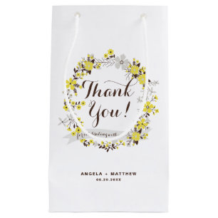 Bolsa De Regalo Pequeña Fiesta de flores amarillas y grises