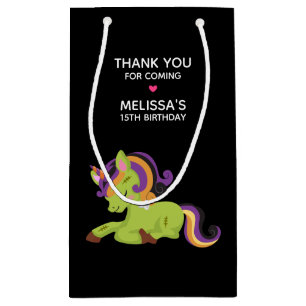 Bolsa De Regalo Pequeña Fiesta de Frankenstein Unicorn Gracias