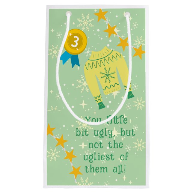 Bolsa De Regalo Pequeña Fiesta de Navidades de suéter feo de festividad re (Anverso)