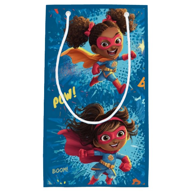 Bolsa De Regalo Pequeña Fiesta de Pequeños Superhéroes (Anverso)