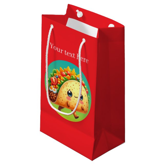 Bolsa De Regalo Pequeña Fiesta de tacos de personalizable (Angulo Anverso)