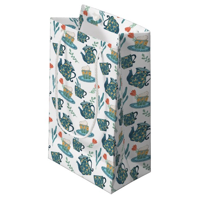 Bolsa De Regalo Pequeña fiesta de té lindo con azulejos (Angulo Anverso)